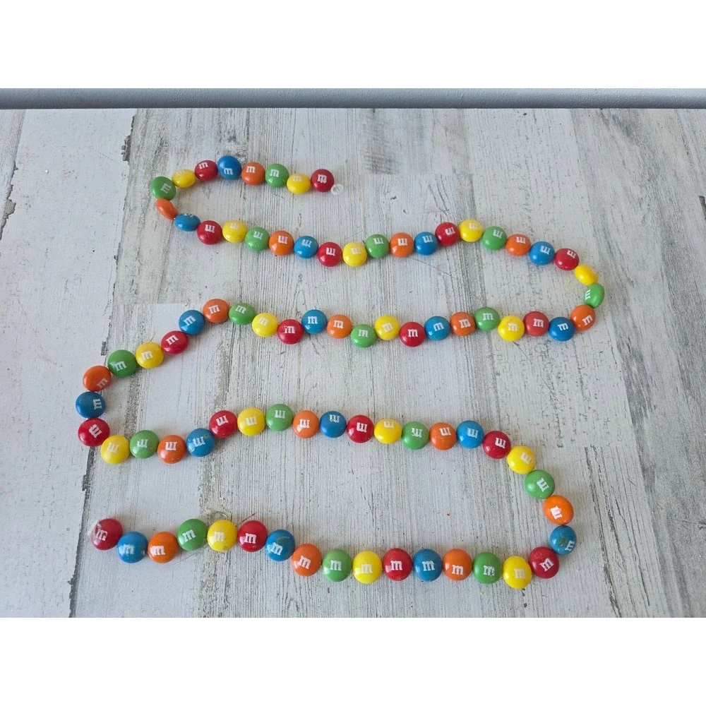 Vintage M&M Garland candy Xmas decor rainbow red blue green